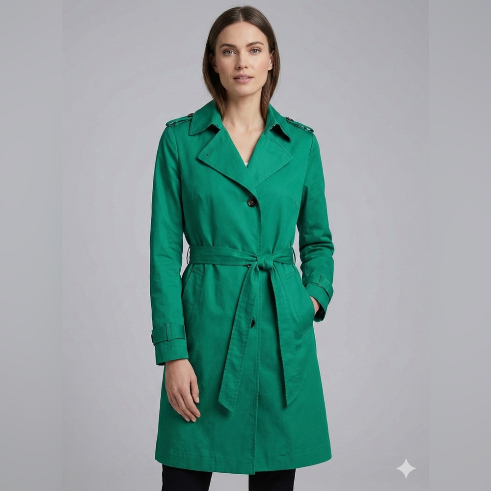 Dana Buchman Emerald Green Classic Trench Coat